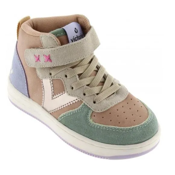 NEW VICTORIA SHOES kid's tiempo high top sneaker in pastel smile