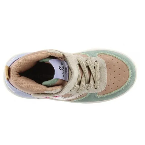 NEW VICTORIA SHOES kid's tiempo high top sneaker in pastel smile