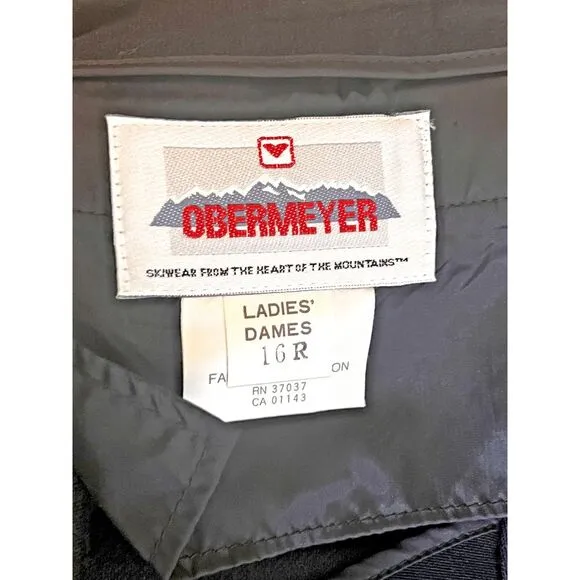 New Vintage Obermeyer Stretch Ski‎ Pant womens Black 16 Wool Blend Stirrup Inner