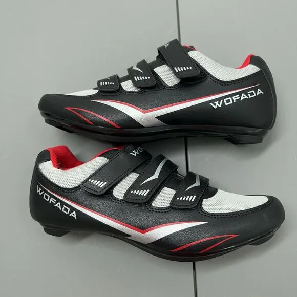 NEW Wofada Unisex Cycling Bike Shoes Women’s Size 41 Black/Grey/Red