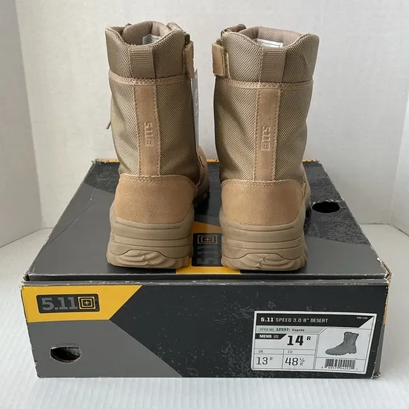 NIB 5.11 Men’s Tactical Speed 3.0 Coyote Side-Zip Boot w/Shoe Box