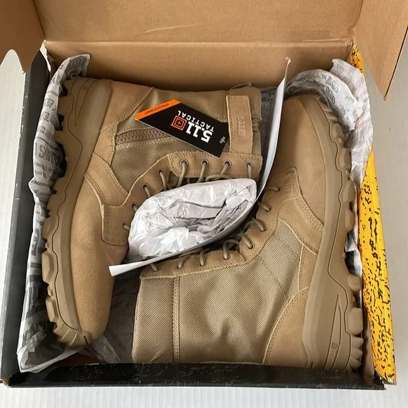 NIB 5.11 Men’s Tactical Speed 3.0 Coyote Side-Zip Boot w/Shoe Box