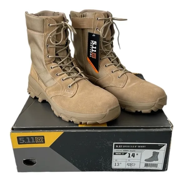 NIB 5.11 Men’s Tactical Speed 3.0 Coyote Side-Zip Boot w/Shoe Box