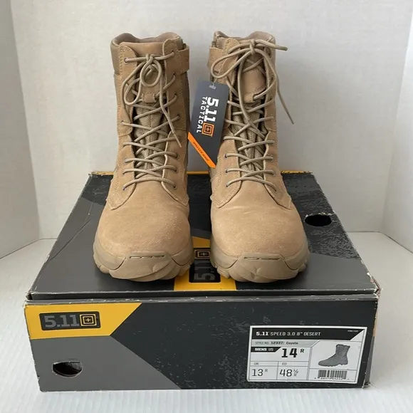 NIB 5.11 Men’s Tactical Speed 3.0 Coyote Side-Zip Boot w/Shoe Box