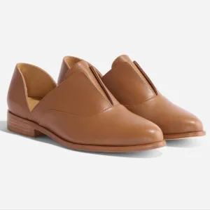 NIB Nisolo Emma D'Orsay Oxford 2.0 Loafer Shoes Slip-On Leather Nutmeg Brown 7.5