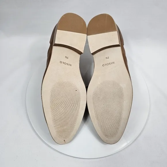 NIB Nisolo Emma D'Orsay Oxford 2.0 Loafer Shoes Slip-On Leather Nutmeg Brown 7.5