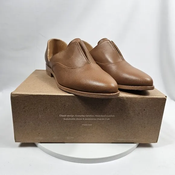 NIB Nisolo Emma D'Orsay Oxford 2.0 Loafer Shoes Slip-On Leather Nutmeg Brown 7.5