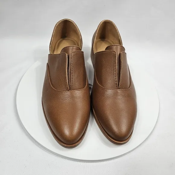 NIB Nisolo Emma D'Orsay Oxford 2.0 Loafer Shoes Slip-On Leather Nutmeg Brown 7.5