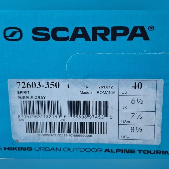 NIB NWOT SCARPA &quot;Spirit&quot; climbing shoes Size 7 1/2 USm, Size 8 1/2 USw