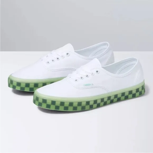 NIB Vans Authentic Translucent White Green Ash Shoes Mens 10 Skate Sneaker