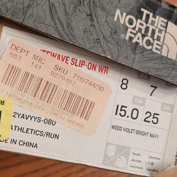 NIB The North Face Youth Litewave Slip-on Water Resistant Shoes Violet