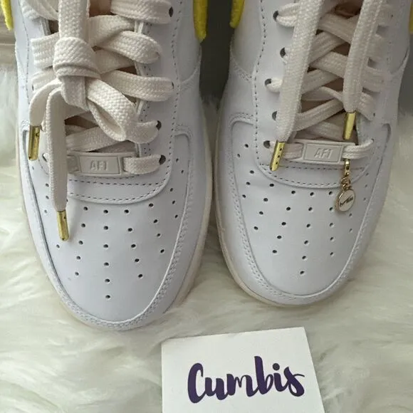 Nike Air Force 1 07 LX Shoes Women's Size 10.5 White/ Yellow -DV2183 100 New