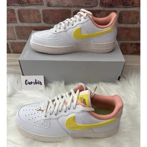 Nike Air Force 1 07 LX Shoes Women's Size 10.5 White/ Yellow -DV2183 100 New