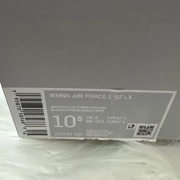 Nike Air Force 1 07 LX Shoes Women's Size 10.5 White/ Yellow -DV2183 100 New