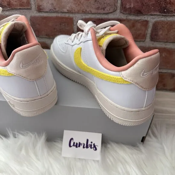 Nike Air Force 1 07 LX Shoes Women's Size 10.5 White/ Yellow -DV2183 100 New
