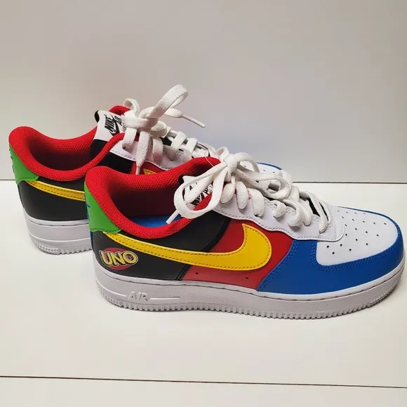 Nike Air Force1 '07 QS Shoes &quot;UNO&quot; White Black Red Blue Yellow