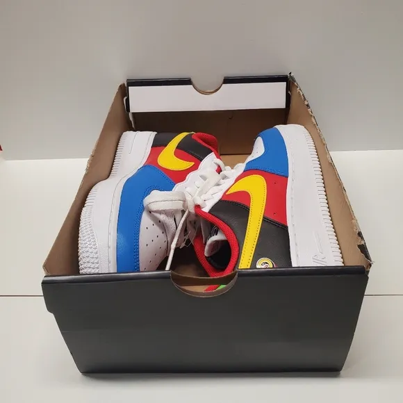 Nike Air Force1 '07 QS Shoes &quot;UNO&quot; White Black Red Blue Yellow