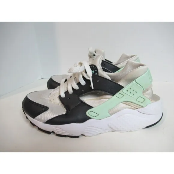 Nike Air Huarache Run Sneakers Shoes Youth US 7 White Green Running 654275-116