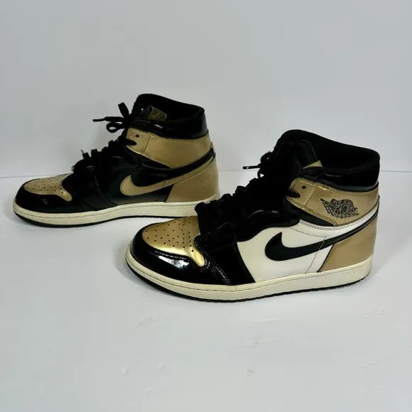 Nike Air Jordan 1 Retro High OG NRG Gold Toe‎ With COA 861428-007 Mens Sz 10