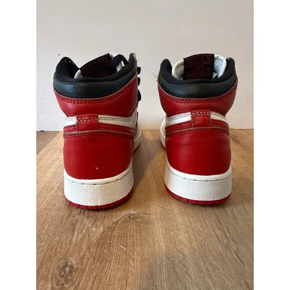 Nike Air Jordan 1 Shoes Red Black Mid Top Sneakers Size Youth 5