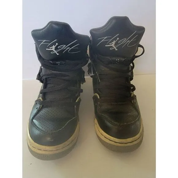 Nike Air Jordan Flight 45 Boy's Black High-Top Basketball Shoes Size 6Y