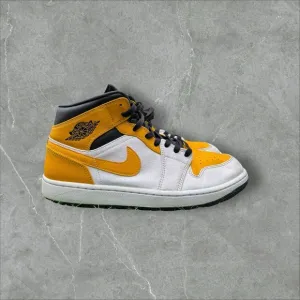 Nike Air Jordan Mens 11.5 1 Mid University Gold Yellow Shoes Sneakers 554724-170