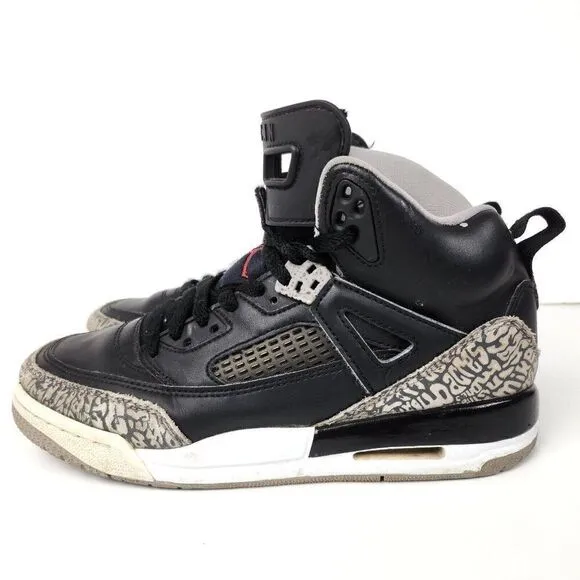 Nike Air Jordan Spizike Black Cement Gray Brooklyn Boys High Top Sneakers 6Y