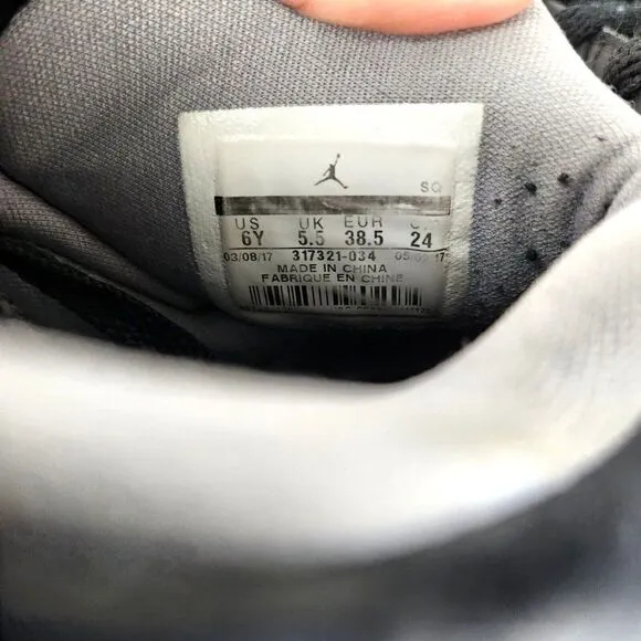 Nike Air Jordan Spizike Black Cement Gray Brooklyn Boys High Top Sneakers 6Y