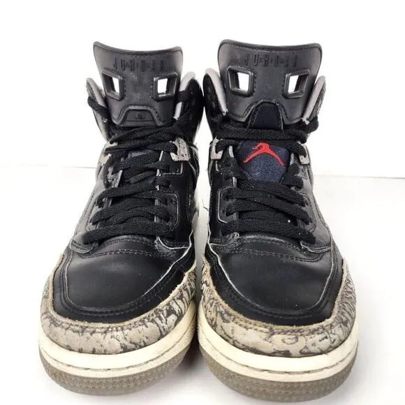 Nike Air Jordan Spizike Black Cement Gray Brooklyn Boys High Top Sneakers 6Y