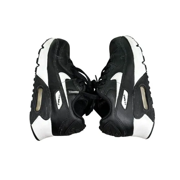 Nike Air Max 90 Black &amp; White Youth Sneakers Size 3Y Comfortable Athletic Shoes