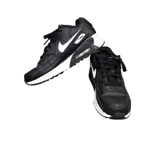 Nike Air Max 90 Black &amp; White Youth Sneakers Size 3Y Comfortable Athletic Shoes