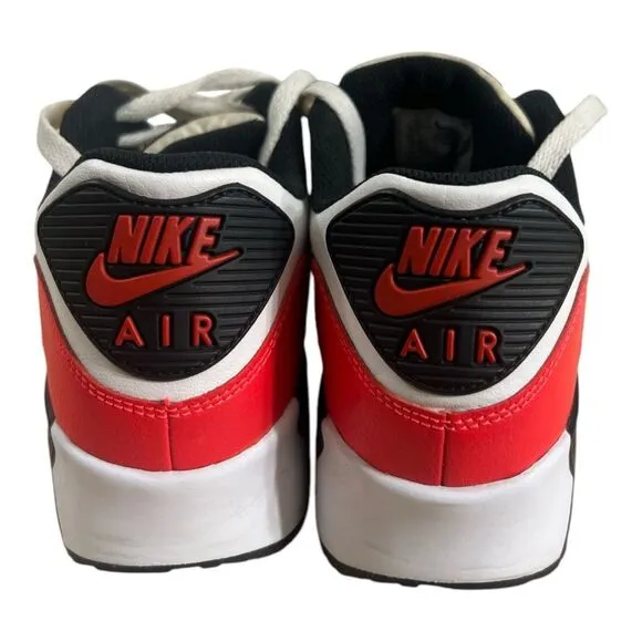 Nike Air Max 90 Leather Youth Shoes Size 6.5Y White/Chrome Black Yellow Low