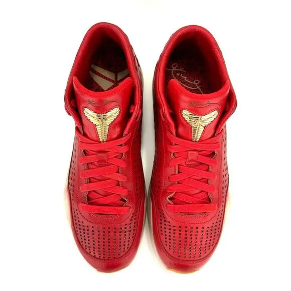 NIKE &quot;KOBE X EXT MID&quot; (KOBE 10) UNIVERSITY RED LEATHER SNEAKERS