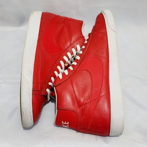 Nike Blazer‎ High Top Premium Edition Shoes 429988-604 Red Leather Men's Size 12
