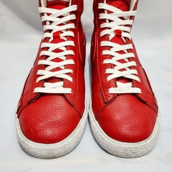Nike Blazer‎ High Top Premium Edition Shoes 429988-604 Red Leather Men's Size 12