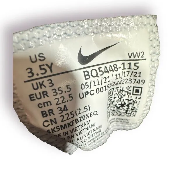 Nike Court Borough Low 2 Shoes BQ5448-115 Big Kids 3.5Y White/Black Skate JAB156