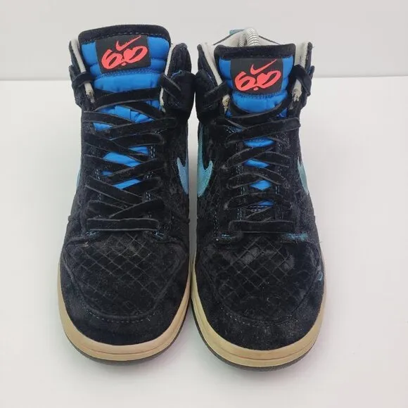 Nike Dunk High 6.0 Womens Size 6 Black Velvet Neon Sneaker Shoes 342257-002