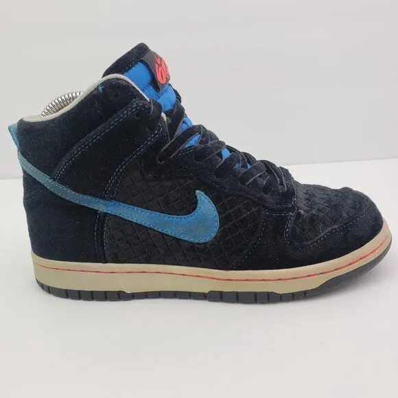 Nike Dunk High 6.0 Womens Size 6 Black Velvet Neon Sneaker Shoes 342257-002