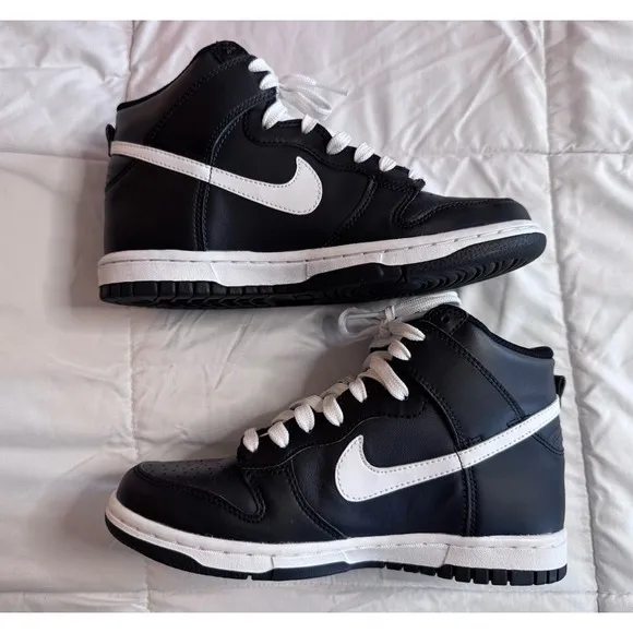 Nike Dunk High GS Sneakers Shoes Black White Leather (DH9751 001) Youth Size 4.5
