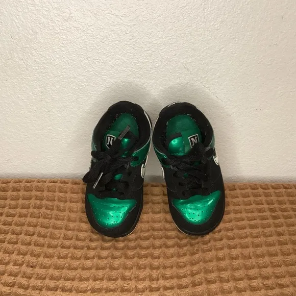 Nike Dunk Low‎ Black GREEN LANTERN Sz 6C Shoes 316610-911 Toddler Baby