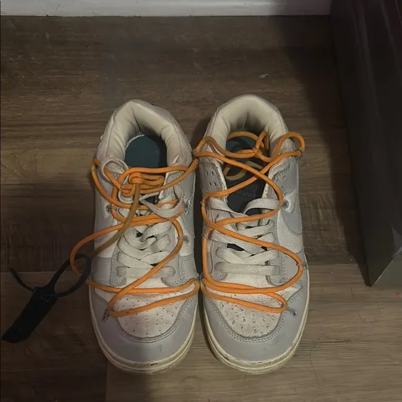 Nike Dunk Low Off -White “5 of 50” Gray and Orange High-Top Sneakers