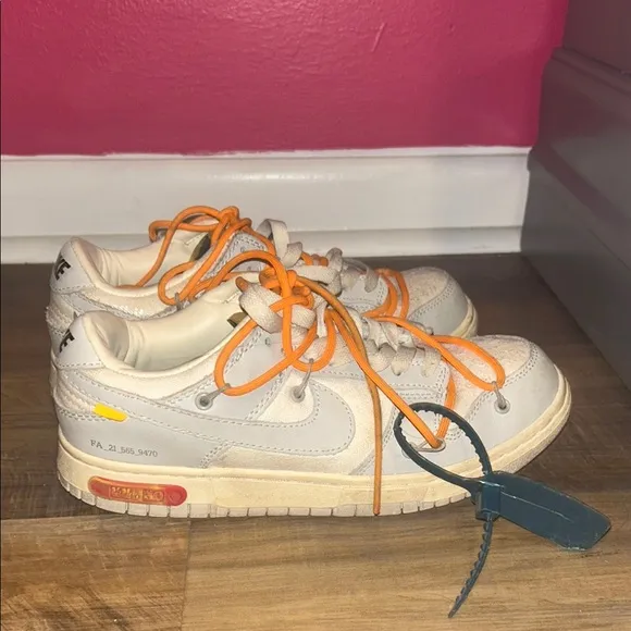 Nike Dunk Low Off -White “5 of 50” Gray and Orange High-Top Sneakers