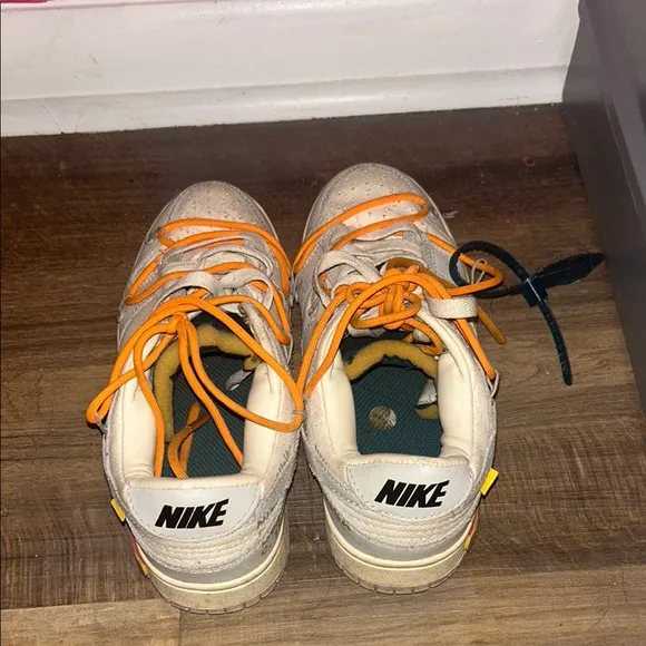 Nike Dunk Low Off -White “5 of 50” Gray and Orange High-Top Sneakers
