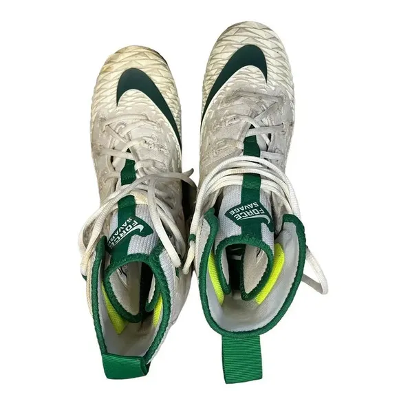 Nike Force Savage Elite TD High Top Football Cleats White/Green Men's Size 8.5