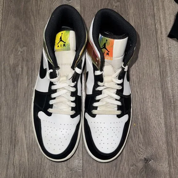 Nike Jordan 1 Mid “Heat Reactive” Mens Sz 10.5 White/Black DM7802-100