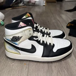Nike Jordan 1 Mid “Heat Reactive” Mens Sz 10.5 White/Black DM7802-100