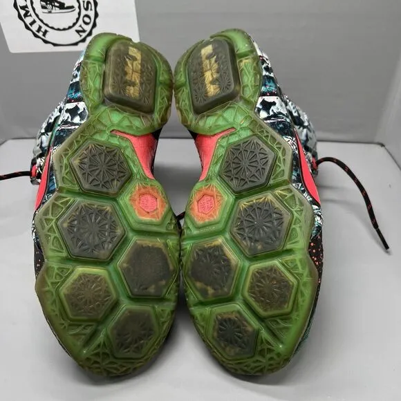 Nike LeBron 12 Xmas Akron Birch 707558-363 Christmas Theme Men Size 8 Preowned