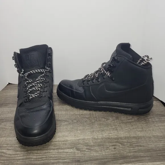 Nike Lunar Force 1 Duckboot High Top Sneaker Mens 10.5 Triple Black BQ7930-003