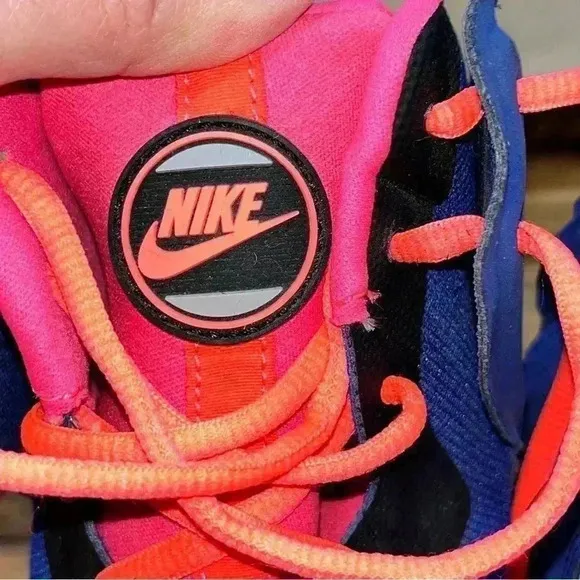 Nike Men’s Dunks High Top basketball shoes leather Blue/ Neon Pink 59946…