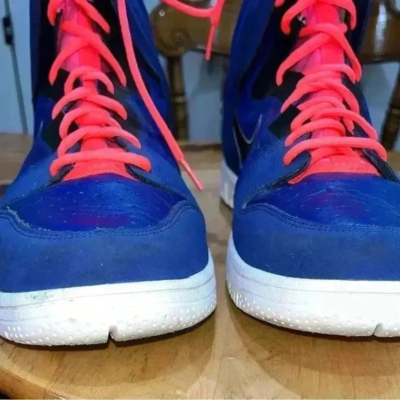 Nike Men’s Dunks High Top basketball shoes leather Blue/ Neon Pink 59946…
